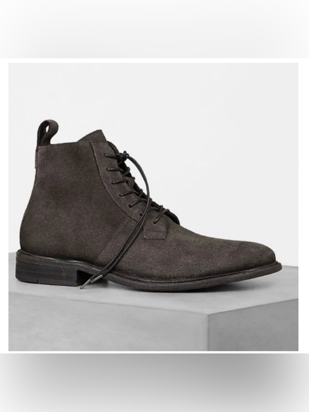 All Saints Men’s Gray Suede BRISK Lace up Fashion boots A242